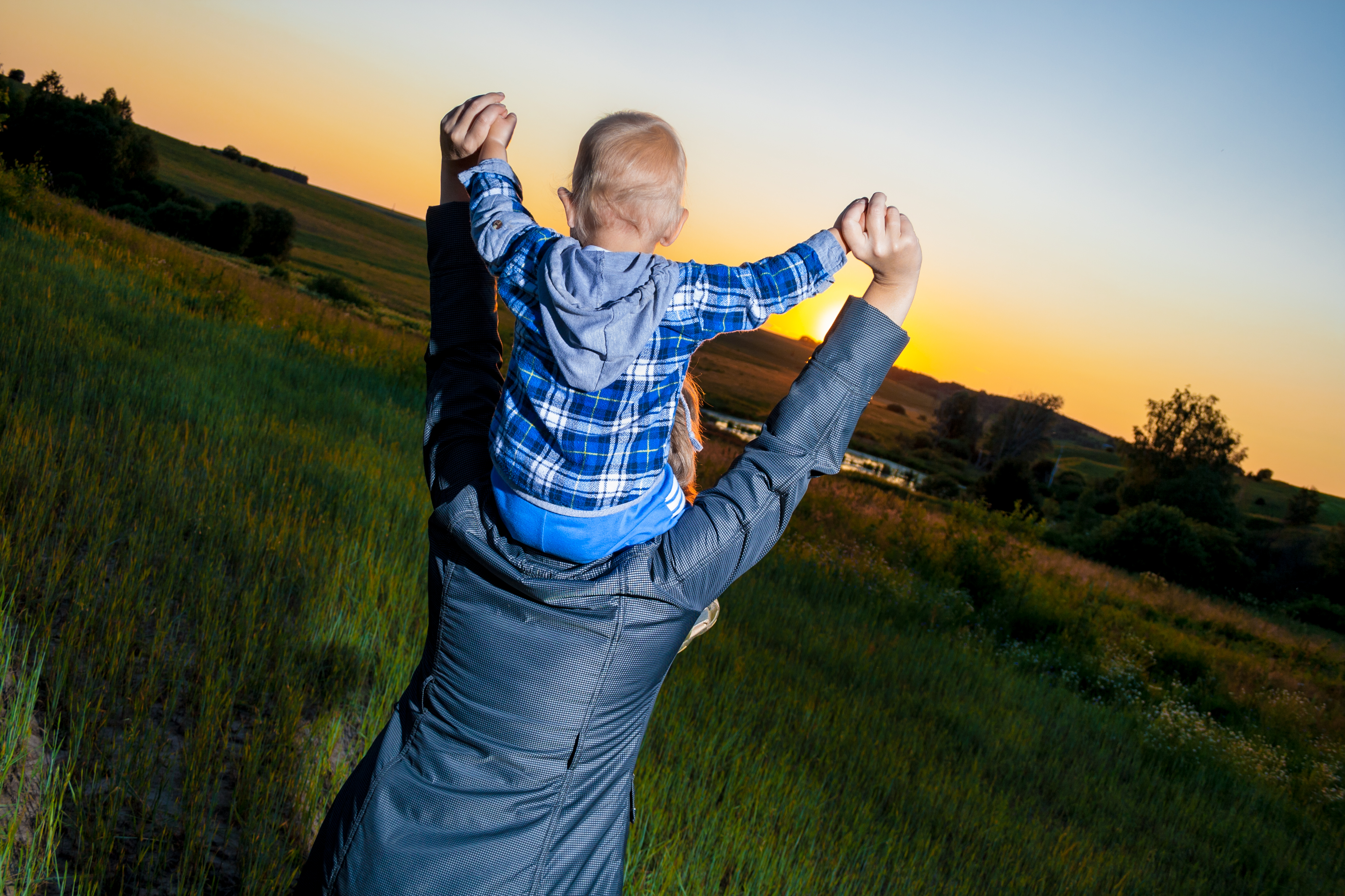 Familie solnedgang