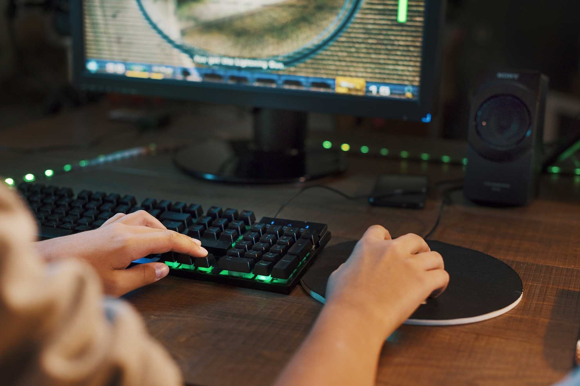 Ung gamer ved pc